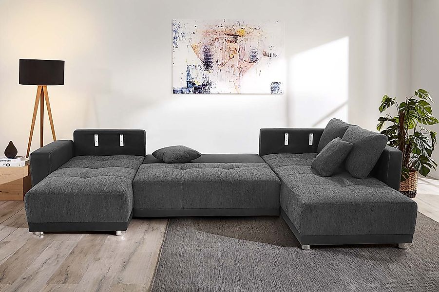 Jockenhöfer Gruppe Wohnlandschaft "Orlando U-Form, B: 337 cm" mit Bettfunkt günstig online kaufen