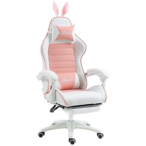 Vinsetto Gaming Stuhl Ergonomischer Gamer Stuhl mit Lendenwirbelstütze, Fuß günstig online kaufen