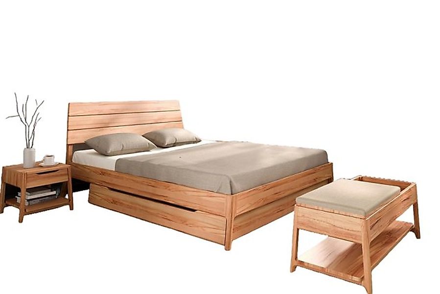 Natur24 Einzelbett Bett Swig 1 Kernbuche massiv 90x200 mit Holzkopfteil und günstig online kaufen