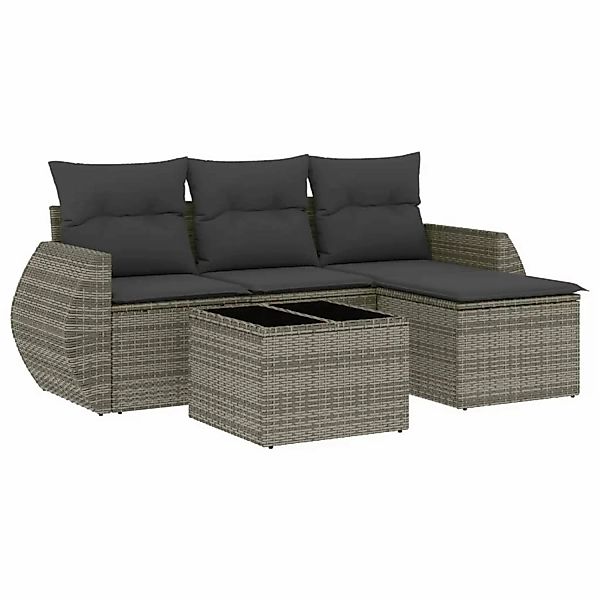 vidaXL 5-tlg Garten-Sofagarnitur mit Kissen Grau Poly Rattan Modell 67 günstig online kaufen