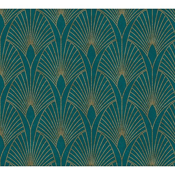 AS Creation Tapete Pop Up Panel Selbstklebend Retro 250 x 52 cm Petrol-Gold günstig online kaufen