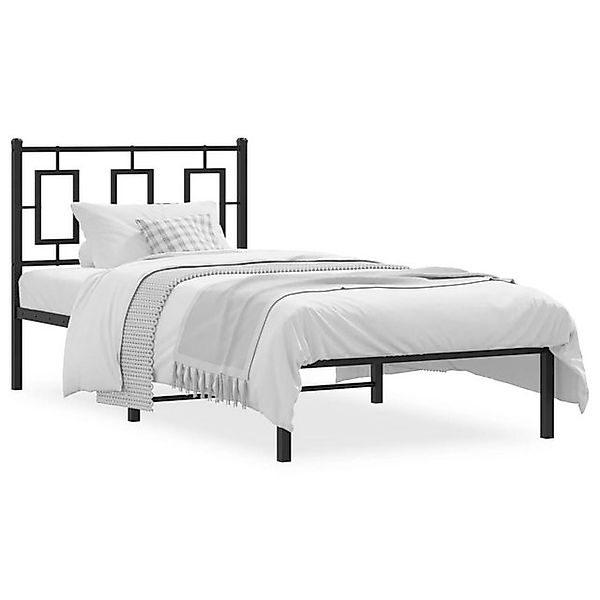 vidaXL Bettgestell, Bettrahmen mit Kopfteil Metall Schwarz 90x190 cm günstig online kaufen