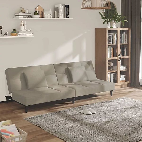 Vidaxl Schlafsofa 2-sitzer Mit 2 Kissen Hellgrau Samt günstig online kaufen