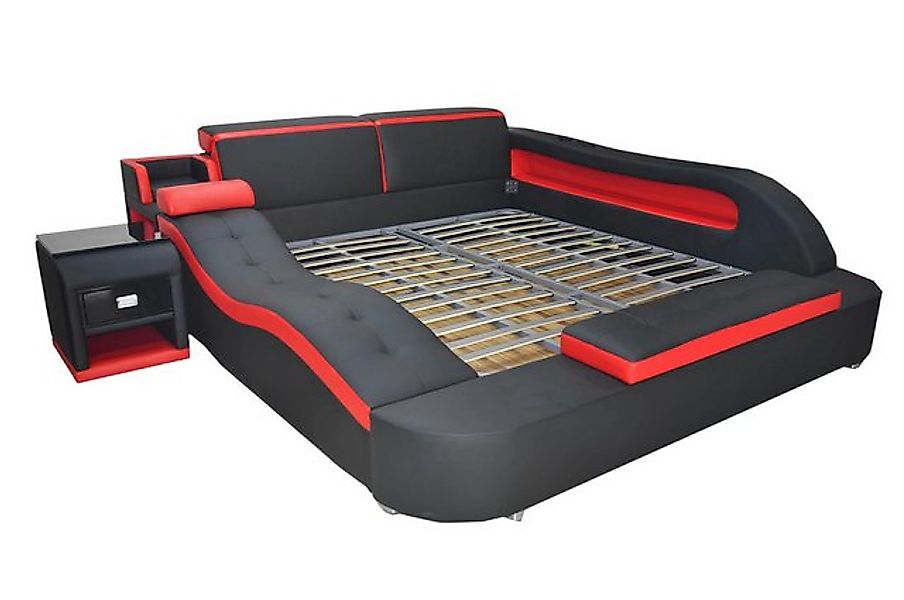 JVmoebel Bett Doppel Luxus Leder Bett +USB Polster Betten Moderne Hotel (Be günstig online kaufen