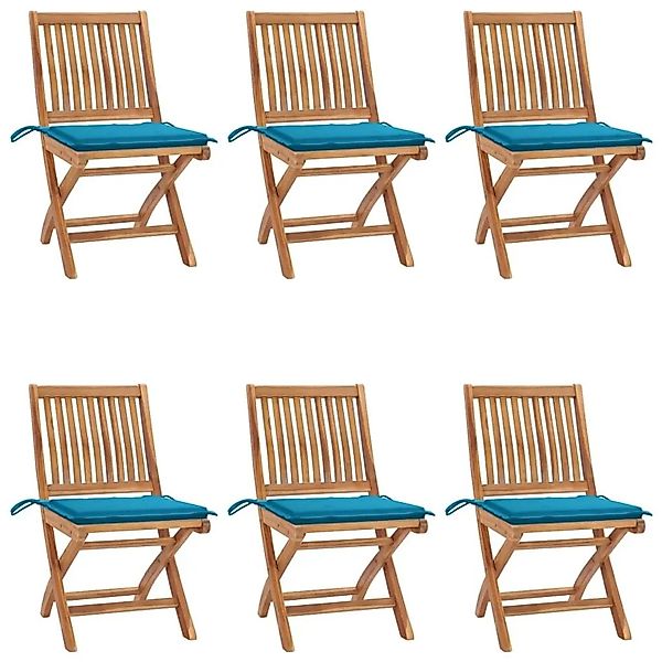 vidaXL Klappbare Gartenstühle mit Kissen 6 Stk Massivholz Teak 3072838 günstig online kaufen