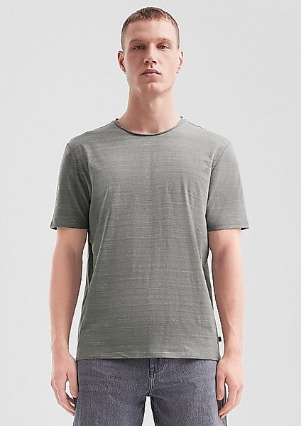 QS Kurzarmshirt T-Shirt Baumwollshirt mit Melangeeffekt und Rollkante günstig online kaufen