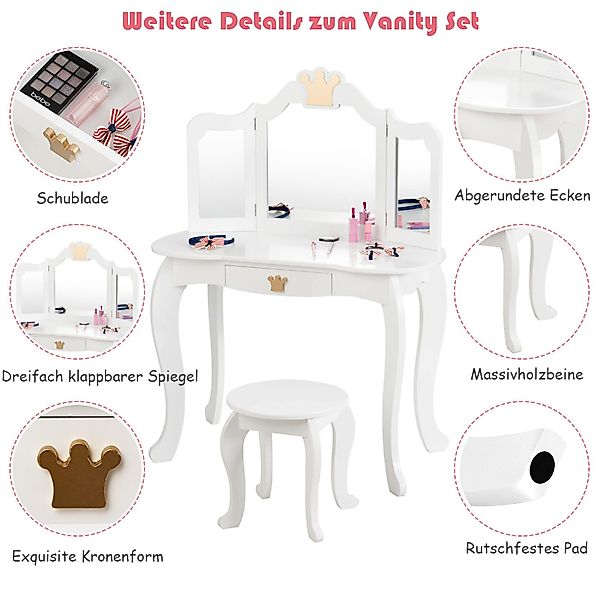 COSTWAY Schminktisch Kinderschminktisch mit Hocker günstig online kaufen