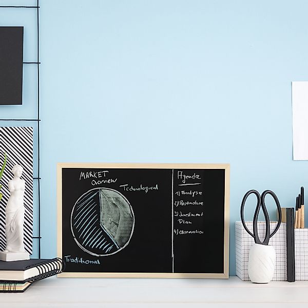 relaxdays Wandtafel Kreidetafel mit Holzrahmen, 30 günstig online kaufen