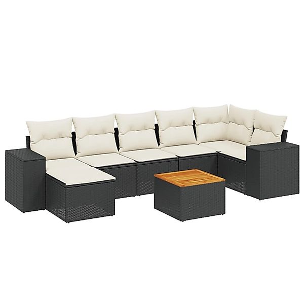 vidaXL 8-Tlg Garten-Sofagarnitur mit Kissen Schwarz Poly Rattan 3257883 günstig online kaufen