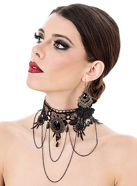 CHAKS Textilband Schwarze Witwe Schmuckset, Halsband und Ohrringe günstig online kaufen