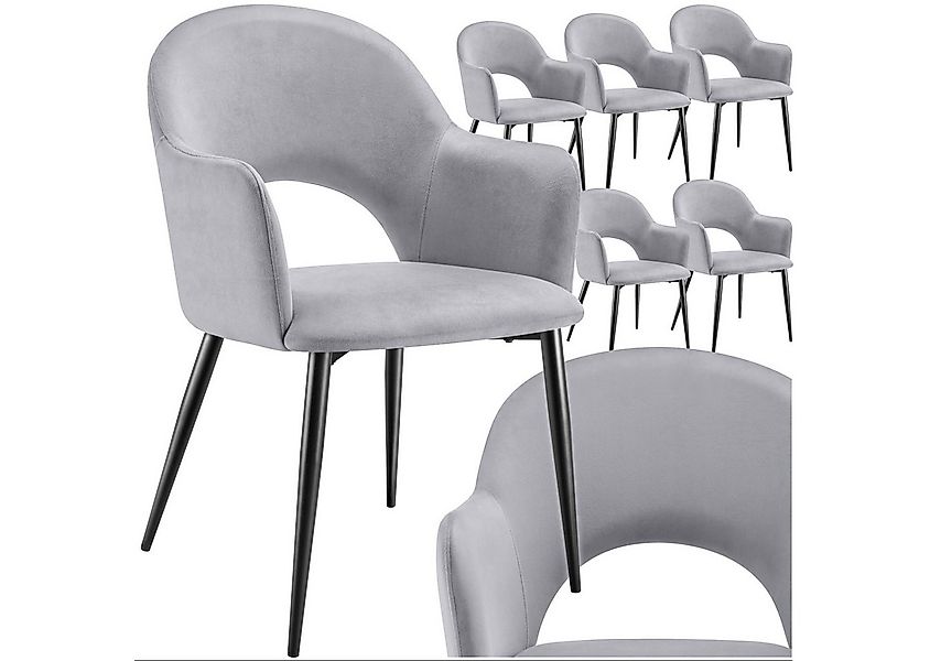 tectake Esszimmerstuhl Armlehnstuhl Sachel, Samtoptik, gepolstert, Belastba günstig online kaufen