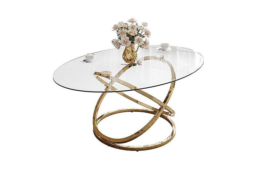 Lookway Couchtisch BELLE Sofatisch mit Glasplatte und goldener Basis (1x Co günstig online kaufen