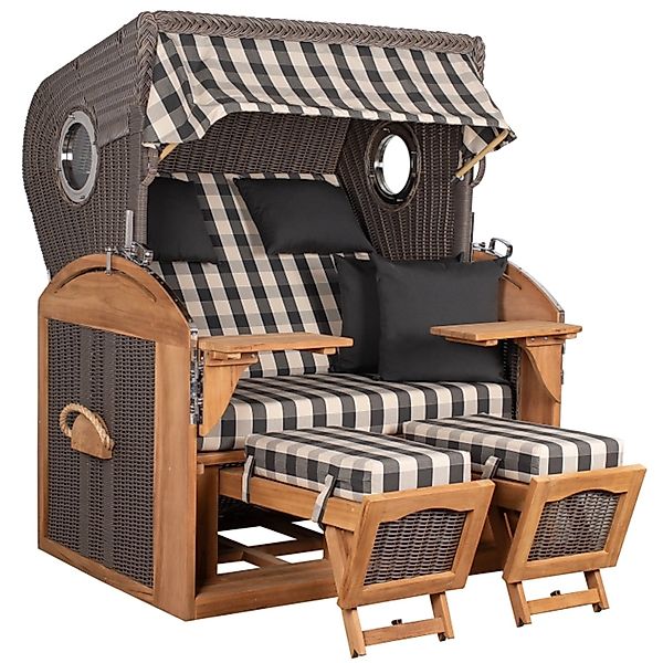 GarWoh Strandkorb Horum XL Teak PE Grey Dessin 505 günstig online kaufen