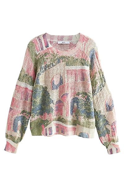 Next Rundhalspullover Feinstrickpullover, Rundhalsausschnitt und Print günstig online kaufen
