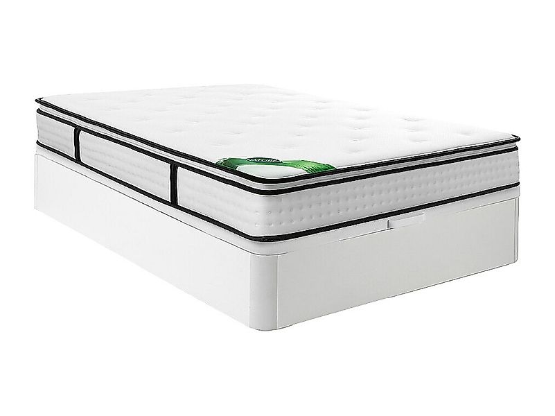 Set 160 x 200 cm - Bettkasten Weiß + Taschenfederkernmatratze 7 Zonen mit i günstig online kaufen
