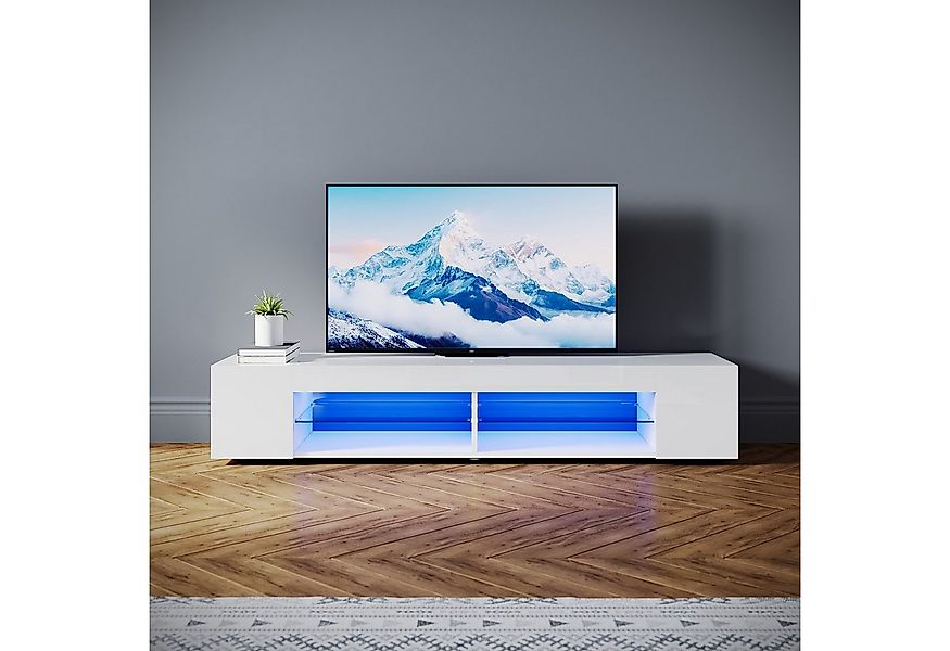 SONNI Lowboard Lowboard 160 cm Breite, Modern in Weiß & Schwarz, LED-Lichte günstig online kaufen