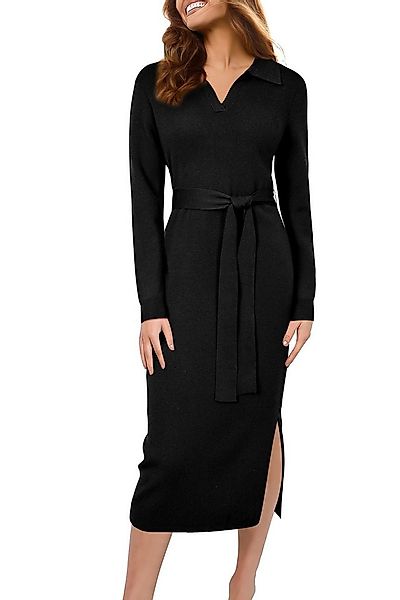 Arach&Cloz Midikleid Damen Polokleid Tunikakleid Partykleid Cocktailkleid V günstig online kaufen
