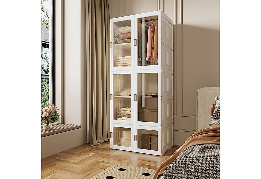 PXloue Kleiderschrank Hochschränke Garderobe Faltbares Design (10 Fächer, 6 günstig online kaufen
