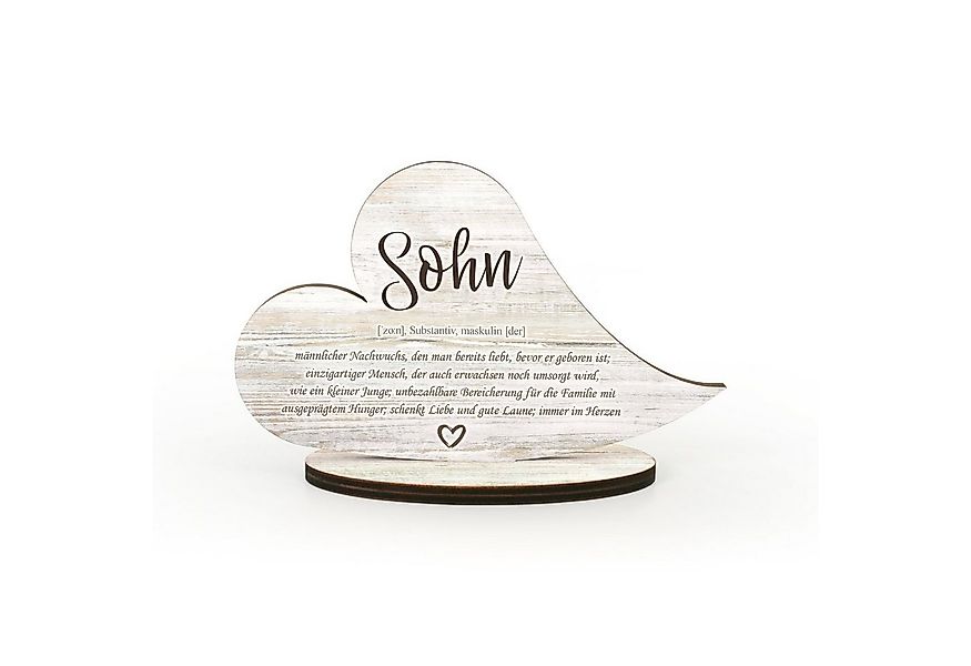 Kreative Feder Dekoobjekt Herz-Aufsteller „Sohn“ - freistehende Holz-Deko, günstig online kaufen