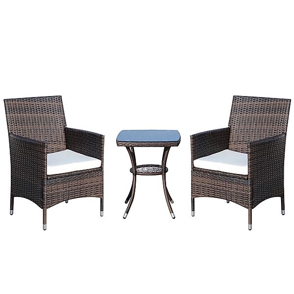 Outsunny Sitzgruppe mit Beistelltisch, (Sitzgarnitur, 3-tlg., Gartenmöbel S günstig online kaufen