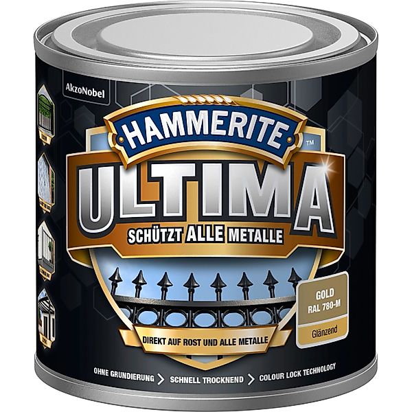 Hammerite Ultima Premium Metall-Schutzlack glänzend Gold 250 ml günstig online kaufen