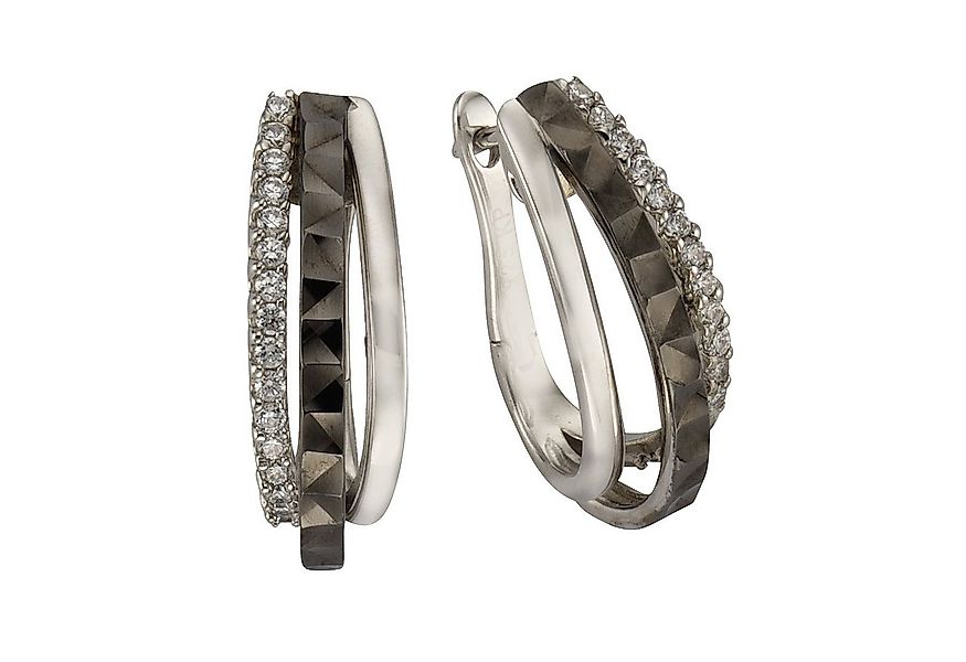 CELESTA Paar Creolen Silber 925 rhodiniert mit Zirkonia weiß günstig online kaufen