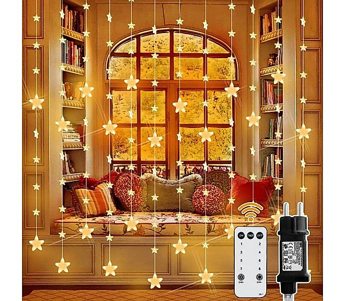 XERSEK Lichtervorhang 144 Stern LED Lichterketten IP44 Weihnachtesbeleuchtu günstig online kaufen