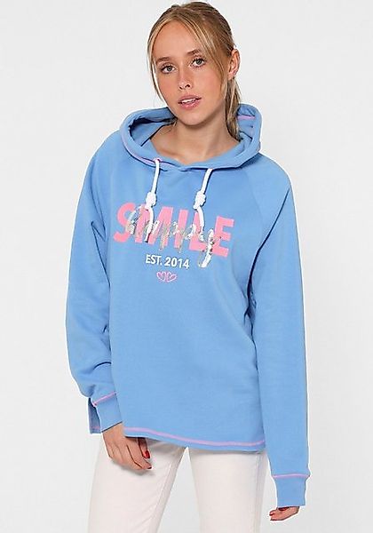 Zwillingsherz Hoodie "Smile Happy" mit "Smile Happy", Pailletten und Kontra günstig online kaufen