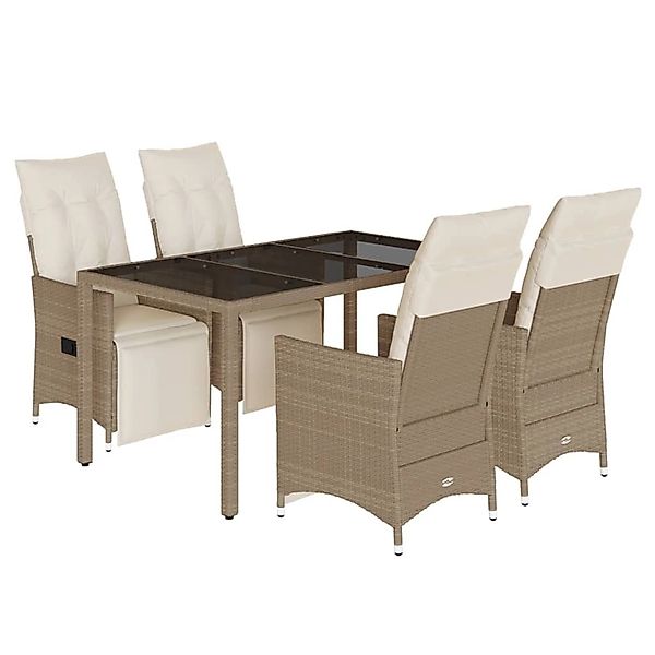 vidaXL 5-Tlg Garten-Bistro-Set mit Kissen Beige Poly Rattan 3276939 günstig online kaufen