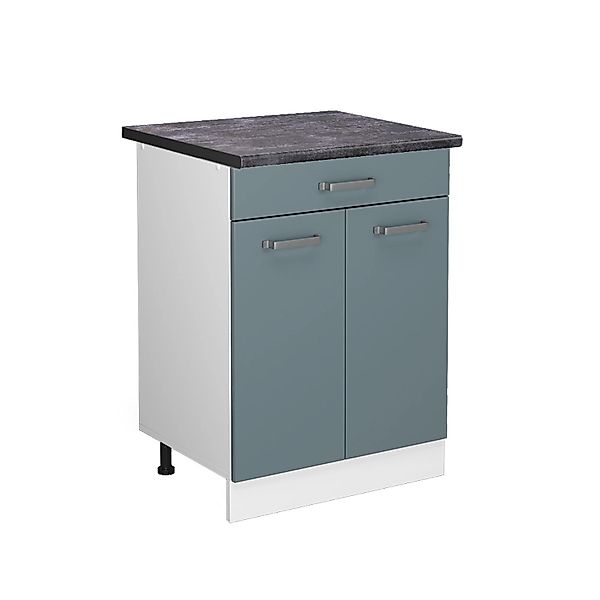 Vicco Küchenunterschrank R-Line Blau-Grau/Weiß 60 cm mit Schublade AP Anthr günstig online kaufen