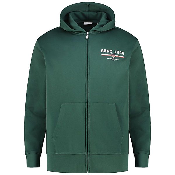 Gant Sweatjacke aus Baumwoll-Mix Farbe dunkelgrün Größe: 3XL günstig online kaufen