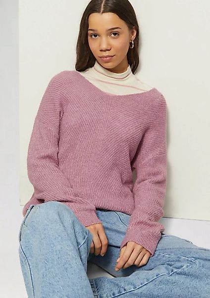 QS Strickpullover Weicher Pullover mit Rippstruktur günstig online kaufen