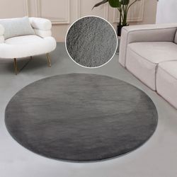 my home Fellteppich "Balu, Kunstfell Teppich, Modern" rund 20 mm Höhe Kanin günstig online kaufen