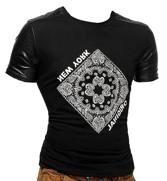 Egomaxx T-Shirt Lederärmel Paisley Bandana Motiv Moda (1-tlg) günstig online kaufen