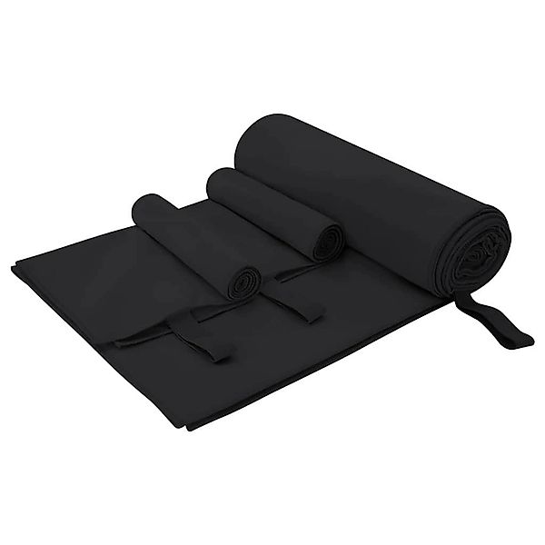 vidaXL Sporthandtuch Set 3-Tlg Schwarz Polyester und Polyamid 42011499 günstig online kaufen
