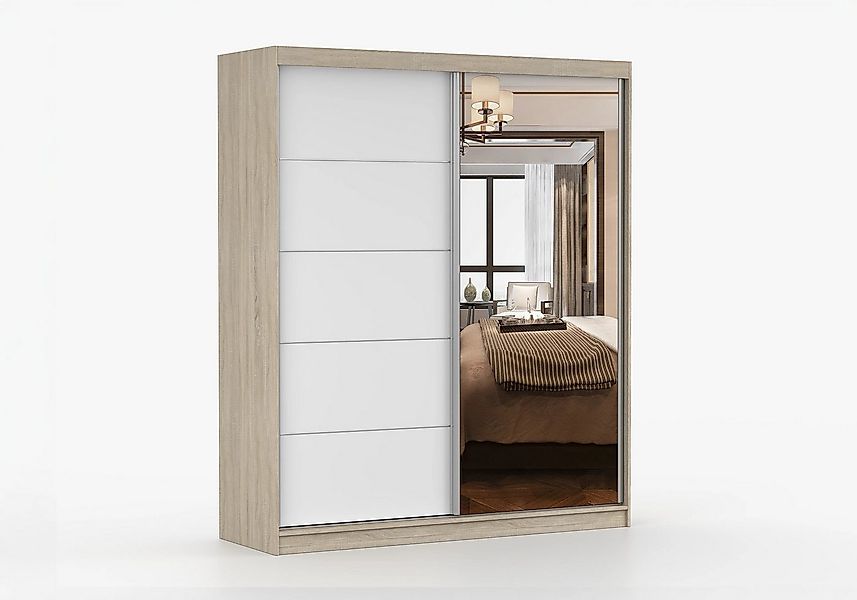 imoebel24 Schwebetürenschrank BELLA 03 183 cm - Sonoma / Weiss günstig online kaufen