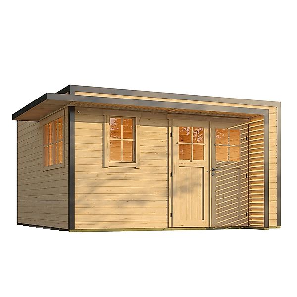 Weka Gartenhaus Amberley Doppeltür 2 Fenster Naturbelassen 400 cm x 400 cm günstig online kaufen