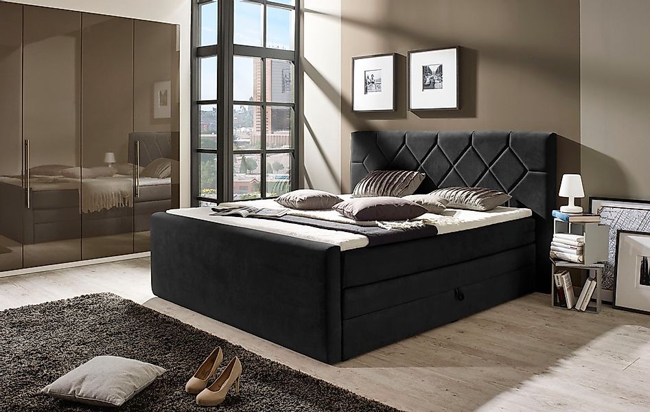 PLACES OF STYLE Boxspringbett »Atlanta« inklusive Topper und Bettkasten günstig online kaufen
