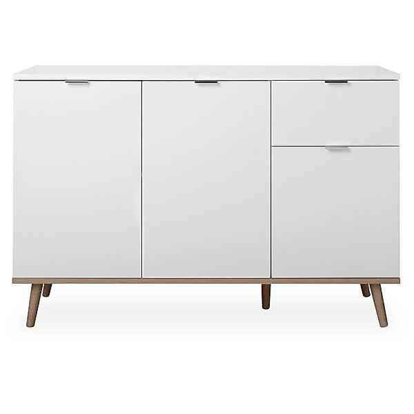 Furn.Design Kommode Weiß Matt Eiche 120 cm 3-türig Skandinavisch Lundby günstig online kaufen