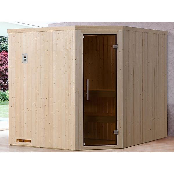 Weka Element-Ecksauna Varberg 2 Sparset 7,5 kW BioS Glastür günstig online kaufen