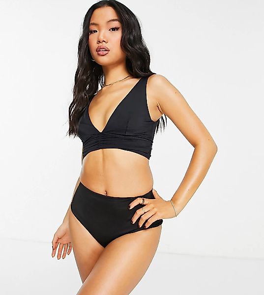 ASOS DESIGN Petite – Bikini-Unterteil in Schwarz aus recycelten gemischten günstig online kaufen