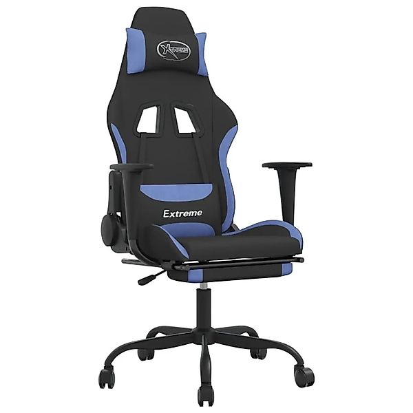 vidaXL Gaming-Stuhl mit Fußstütze Schwarz und Blau Stoff 3143729 günstig online kaufen