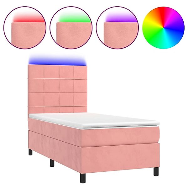 vidaXL Boxspringbett mit Matratze & LED Rosa 100x200 cm Samt1467841 günstig online kaufen