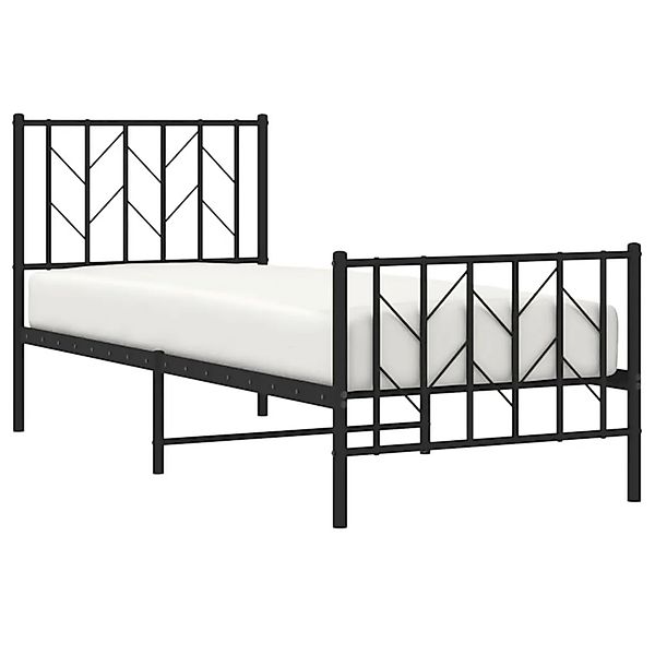vidaXL Bettgestell mit Kopfteil und Fußteil Metall Schwarz 75x190 cm 374445 günstig online kaufen