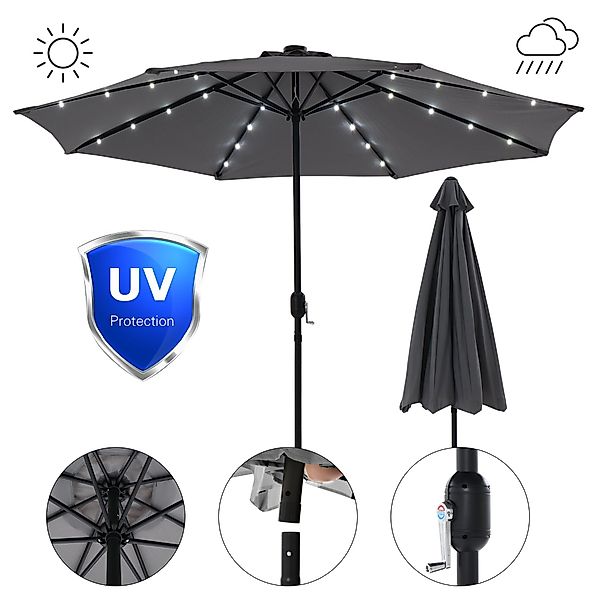 Mucola Sonnenschirm Sonnenschirm Ø3m LED Beleuchtung günstig online kaufen