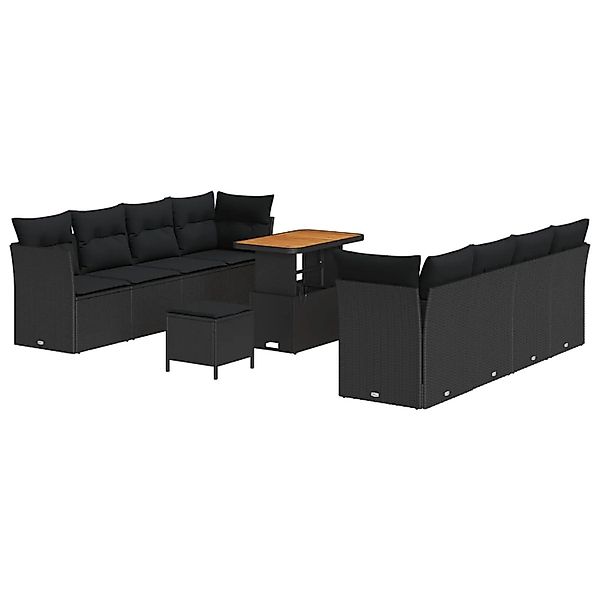 vidaXL Gartensofa-set mit Kissen 11-Tlg Schwarz Poly-Rattan 3363409 günstig online kaufen