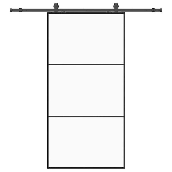 vidaXL Schiebetür mit Beschlag Schwarz 102x205 cm ESG-Glas 3375843 günstig online kaufen
