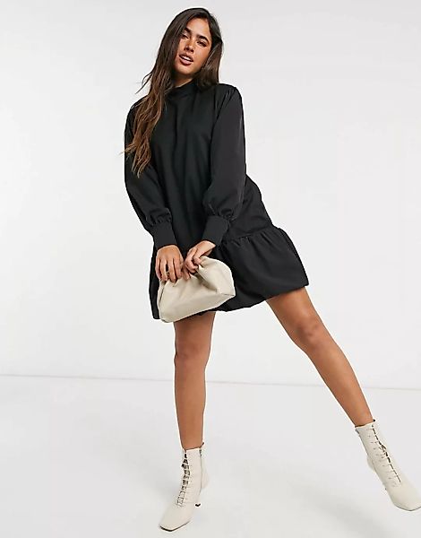 Vero Moda – Mini-Sweatshirtkleid mit Schößchen und voluminösen Ärmeln in Sc günstig online kaufen