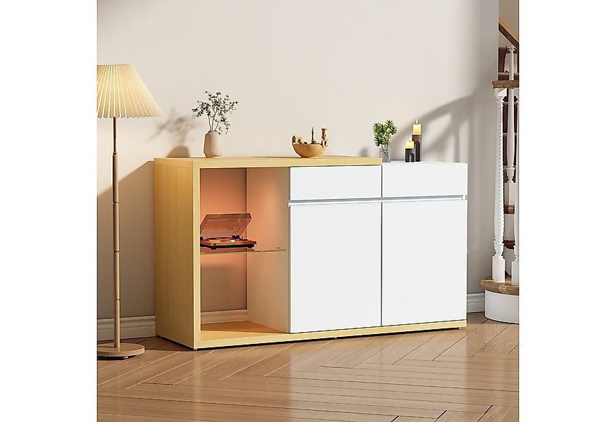 HAUSS SPOLE Sideboard mit 2 Türen, 2 Schubkästen, Anrichte mit LED-Beleucht günstig online kaufen