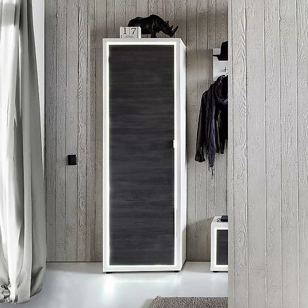 Garderobenschrank in Weiß und Dunkelgrau 60 cm breit günstig online kaufen
